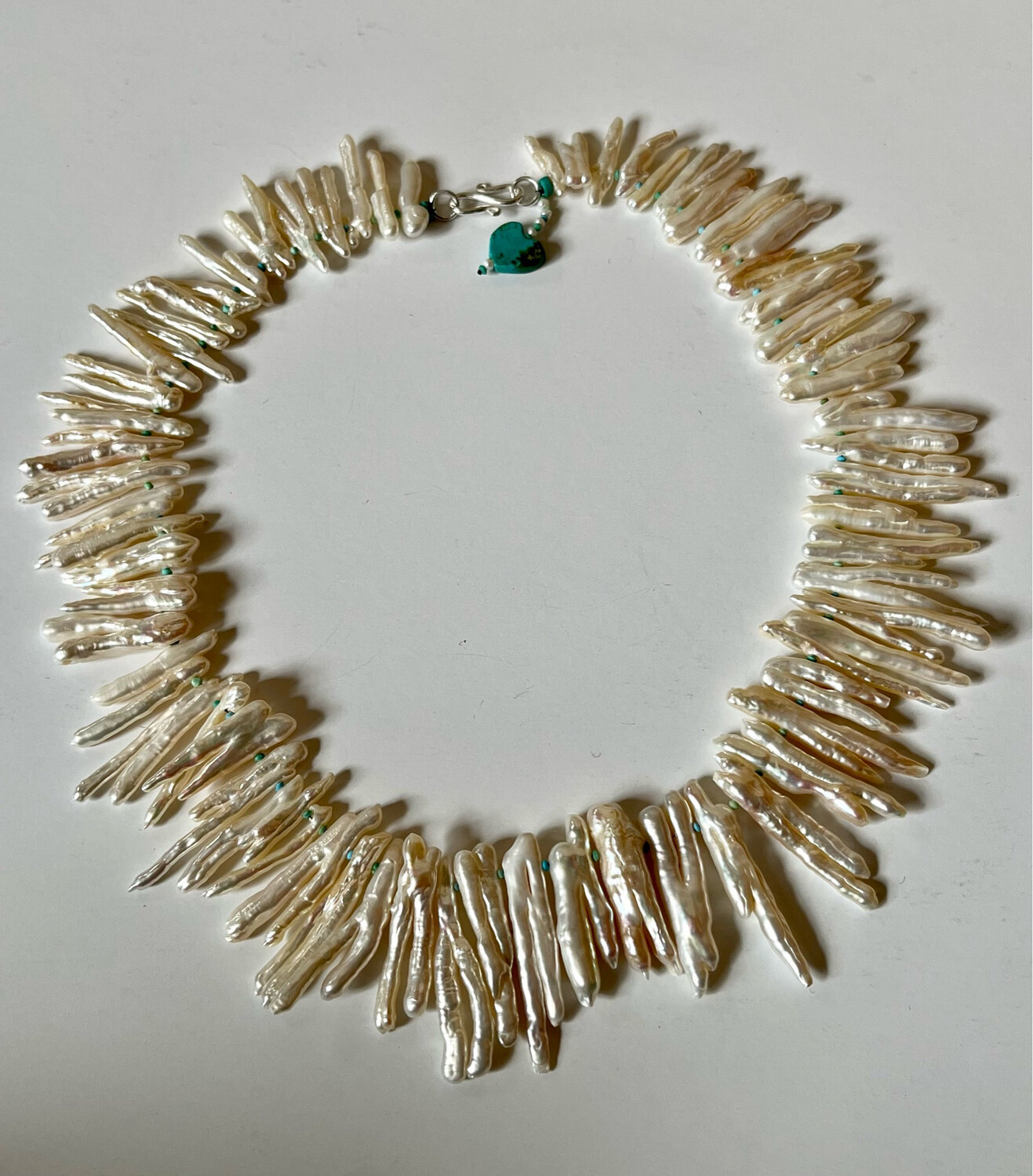 Stick Pearl and Turquoise Necklace