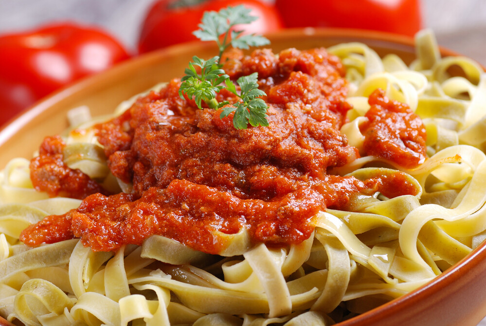 Pasta fresca mit Schrimps + Salat