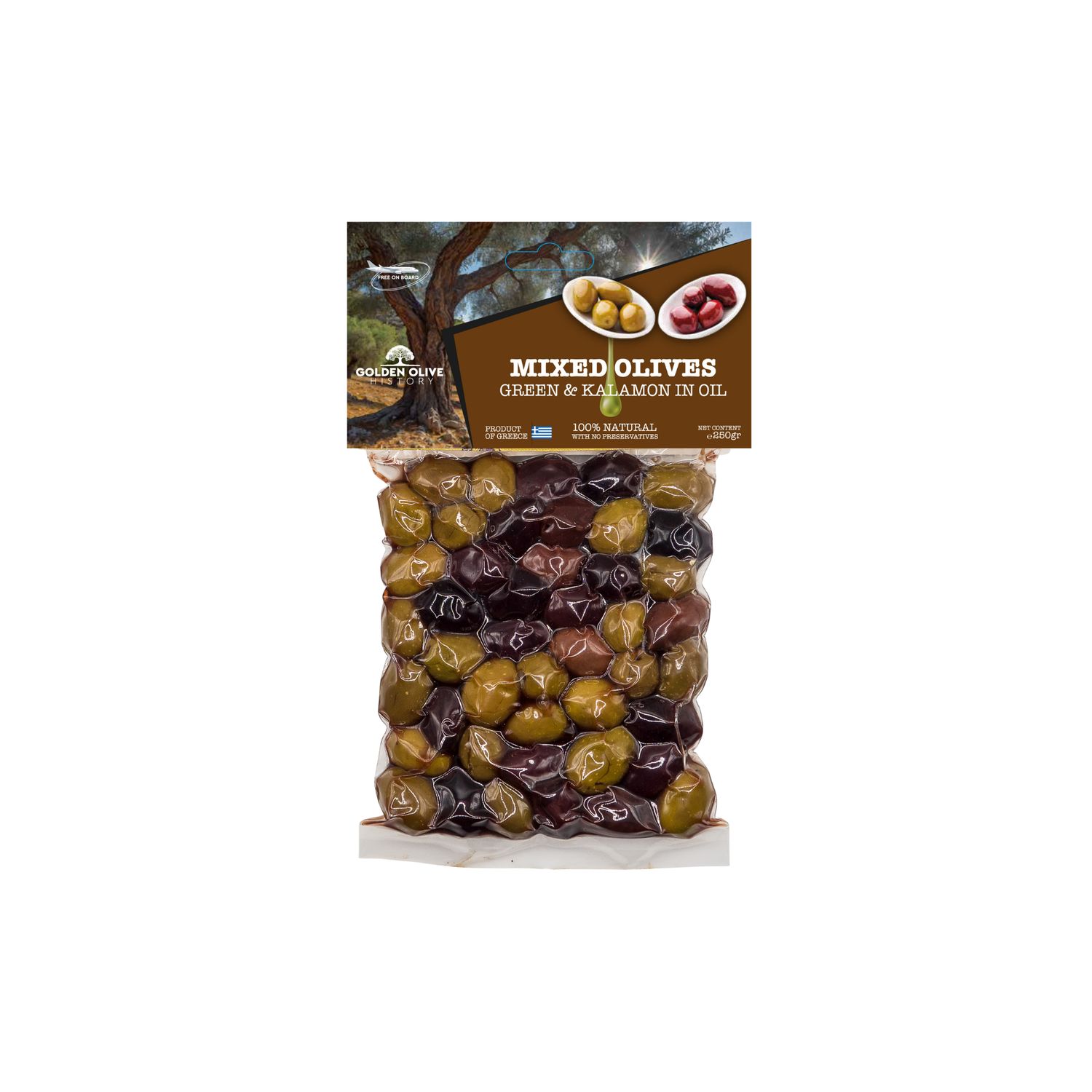 Mixed Green and Kalamon olives in oil 
