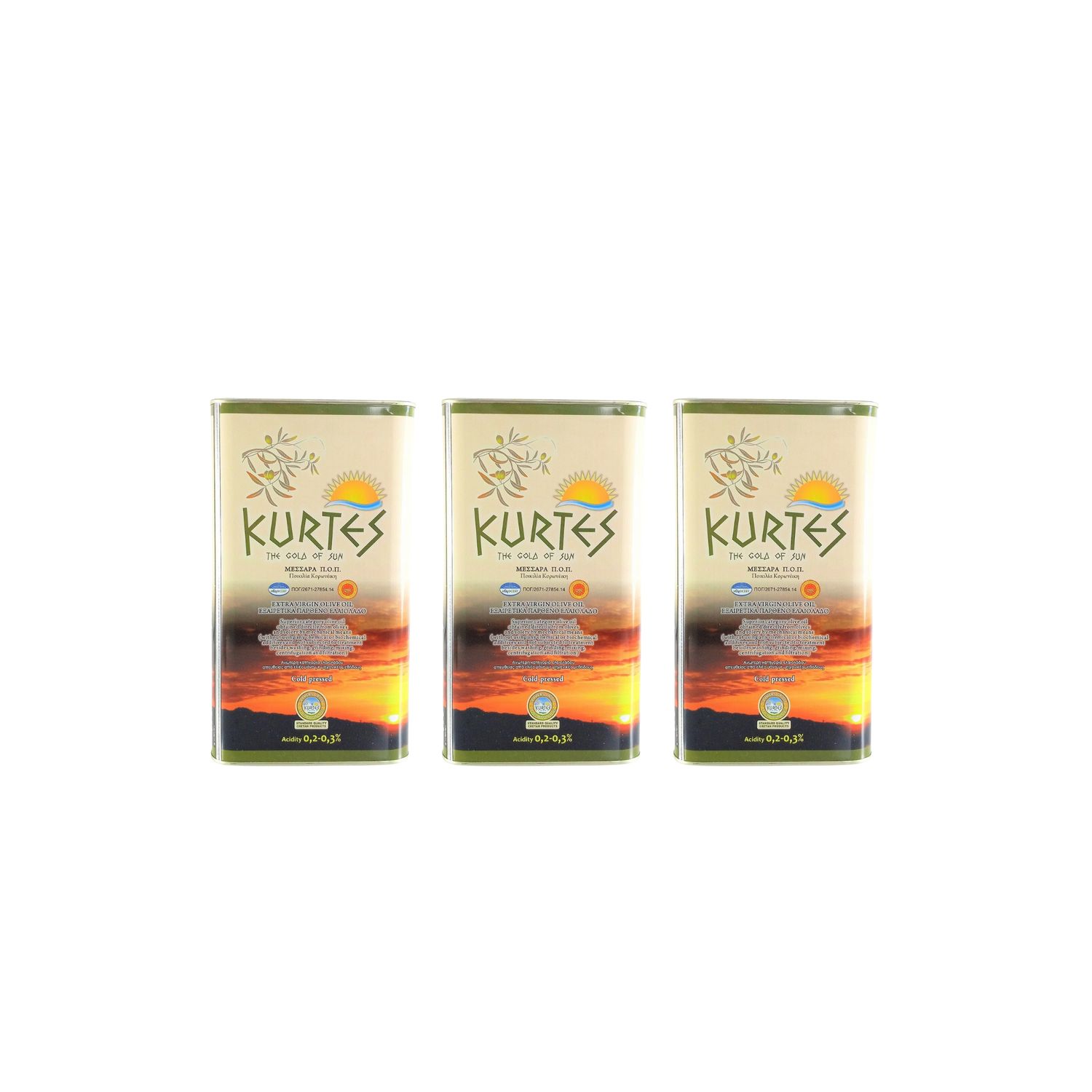KURTES Extra Virgin Olive Oil 3x 3lt Crete Zaros
