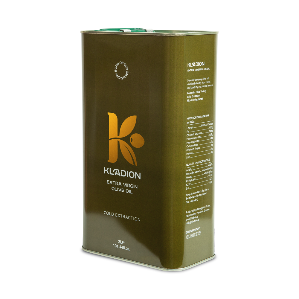 Kladion Extra Virgin Olive Oil 3L cold extraction Greek olive oil tin