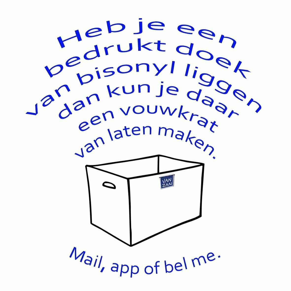 Vouwkrat van eigen bedrukt doek, bisonyl.