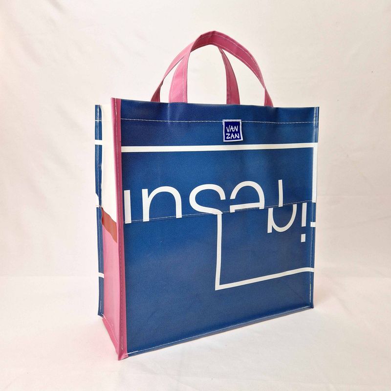 boodschappentas blauw roze