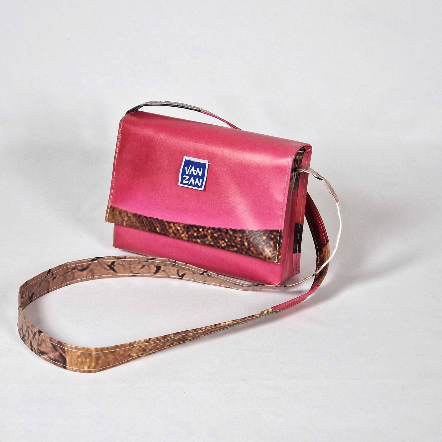 S-tasje roze - bruin