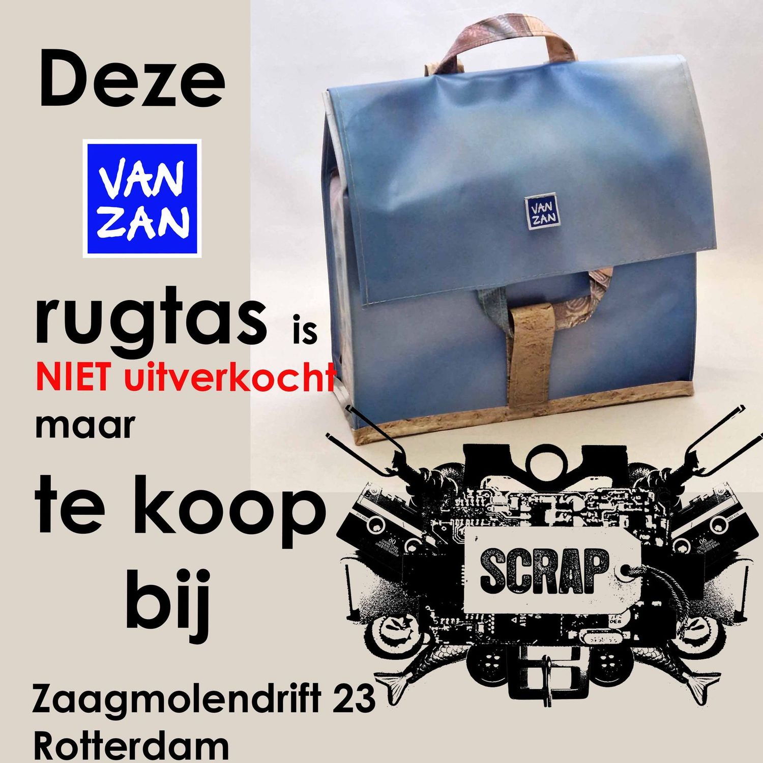 Rugtas blauw zand Rugtas blauw zand