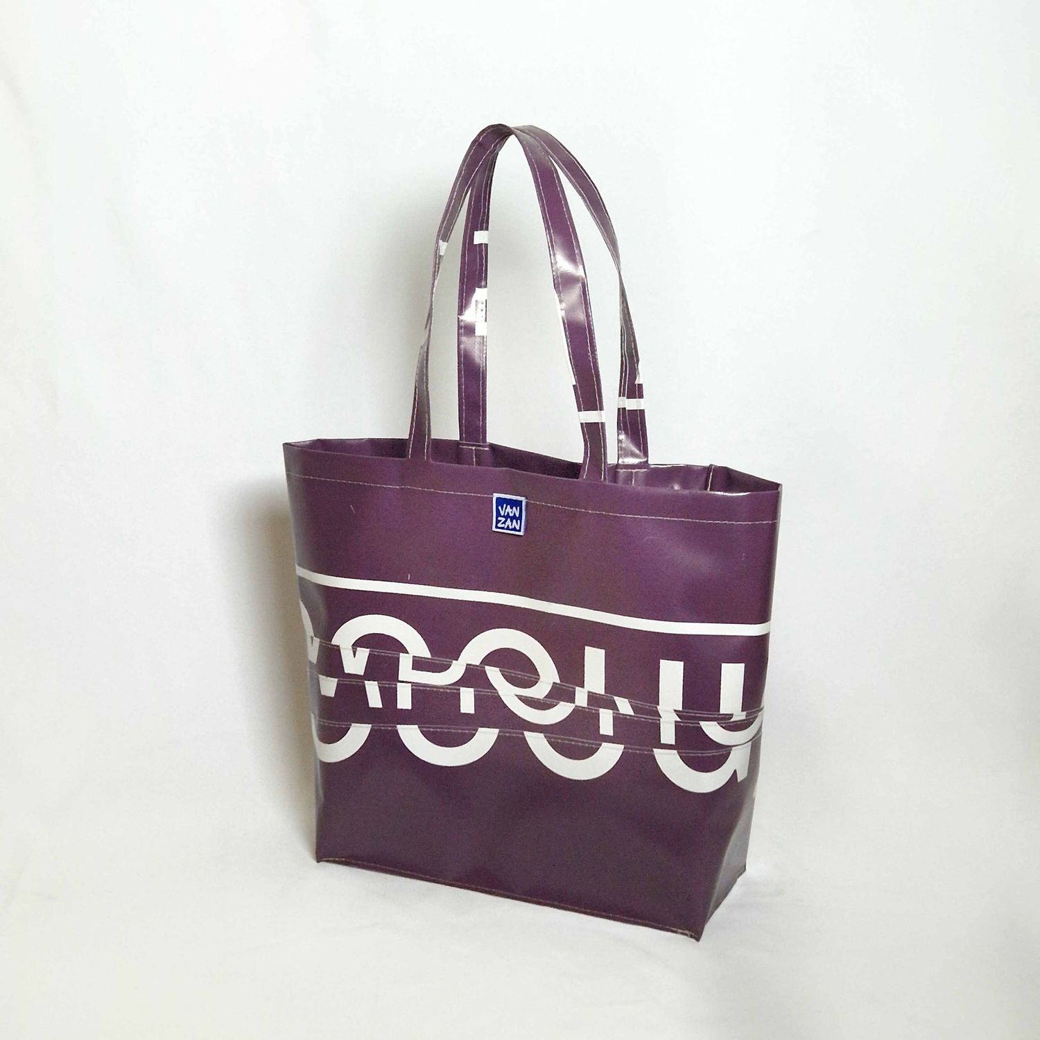 Shopper rond wit/aubergine Shopper rond wit/aubergine