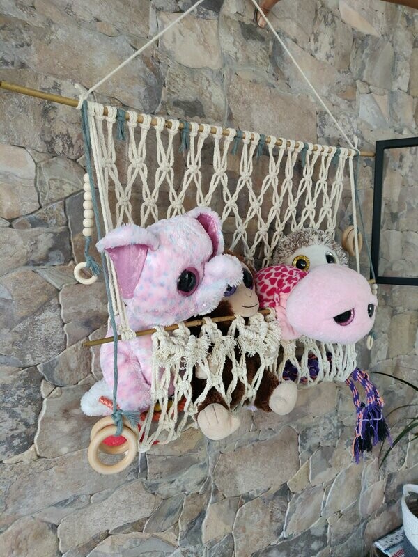 Handmade Macrame Toy Hammock/ Toy Storage for stuffed animals/ plushies