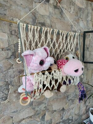 Handmade Macrame Toy Hammock/ Toy Storage for stuffed animals/ plushies