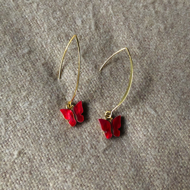 Pendientes Mariposas Colgantes Rojas
