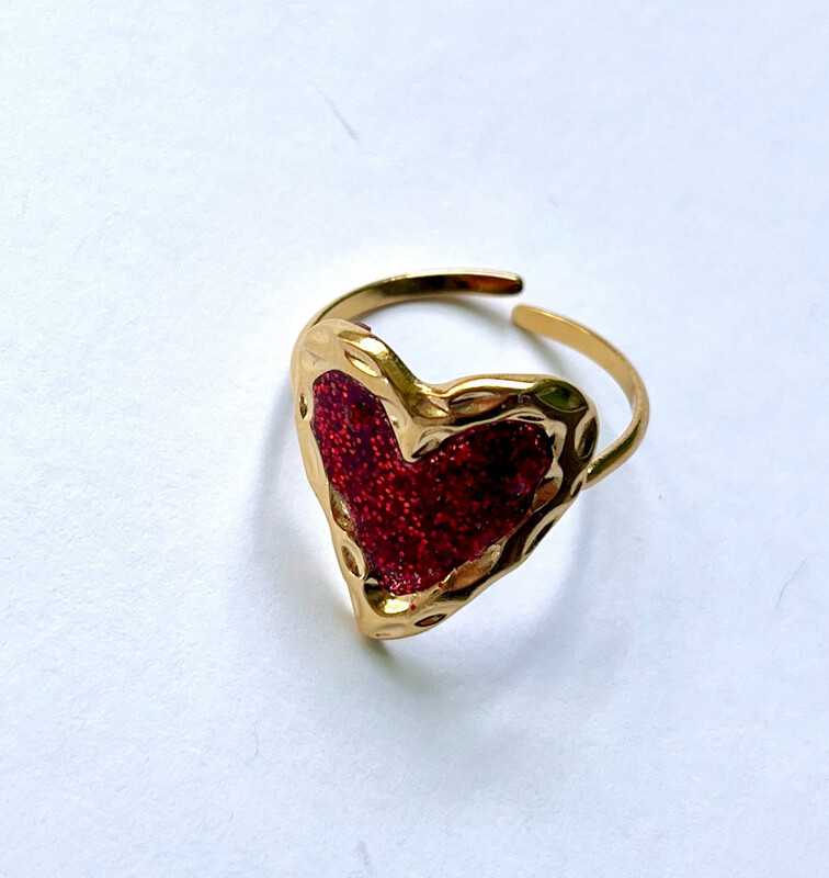 Anillo corazón rojo Red