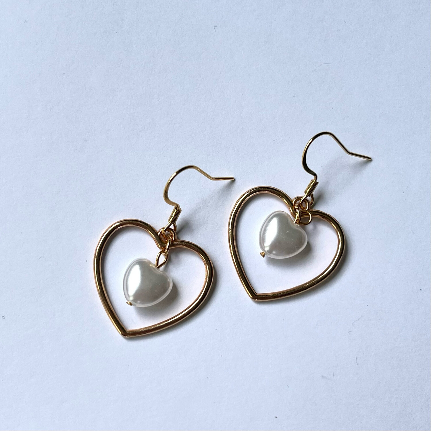 Corazones dorados con perlas Lover