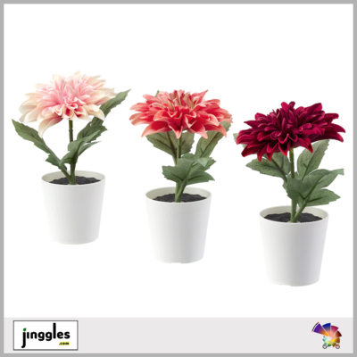 FEJKA Artificial Potted Plant with Pot. In/Outdoor. 3xPlants/Pack