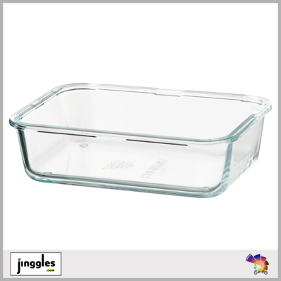 Food Container. Rectangular. Glass. 1 ltr