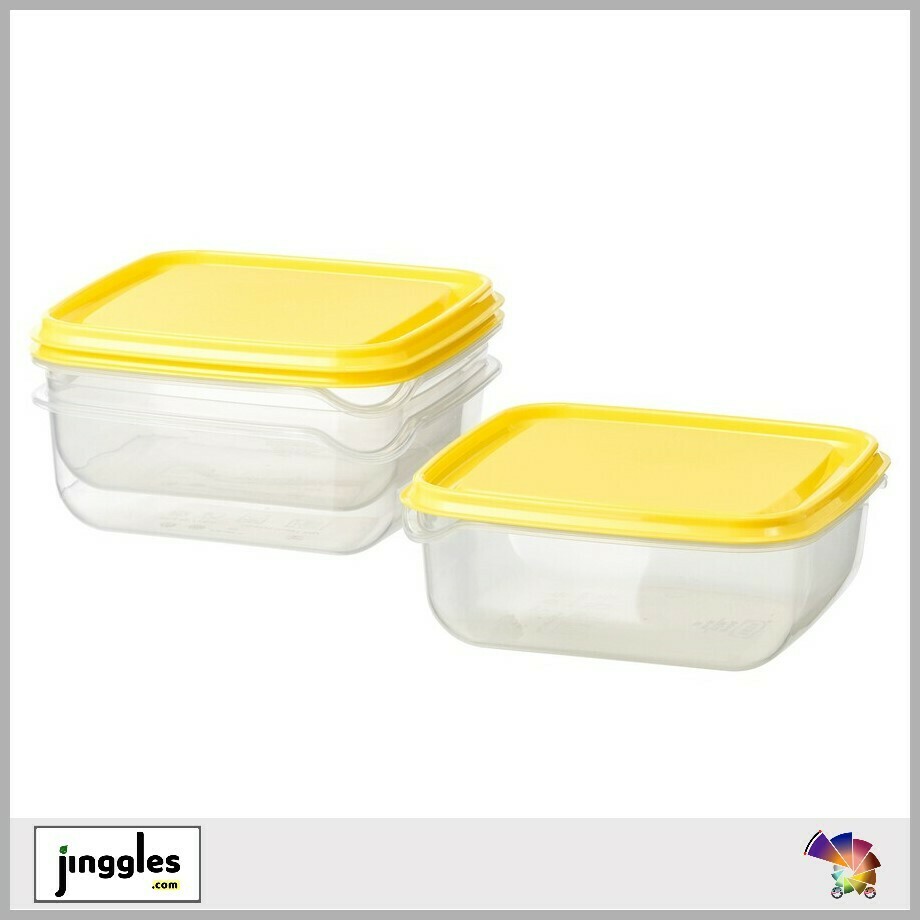 PRUTA Food Container. Transparent. Yellow. 600ml. 3xPcs/Pack