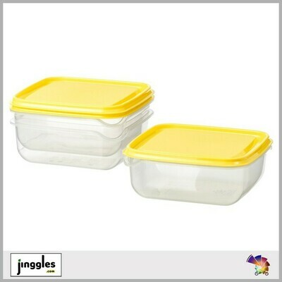 PRUTA Food Container. Transparent. Yellow. 600ml. 3xPcs/Pack