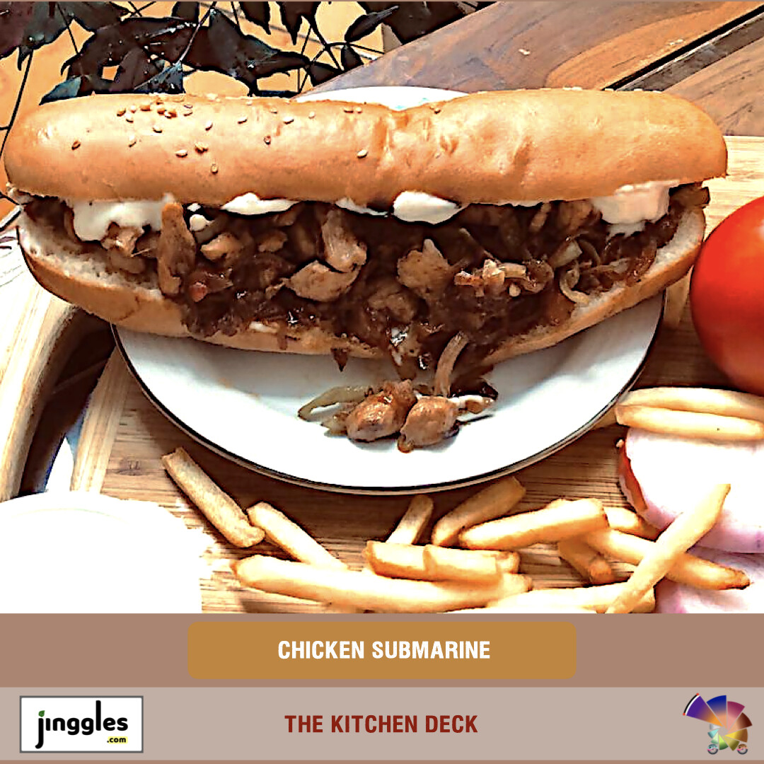 SAUTÉED CHICKEN SUBMARINE with French Fries, Dishes: Submarine