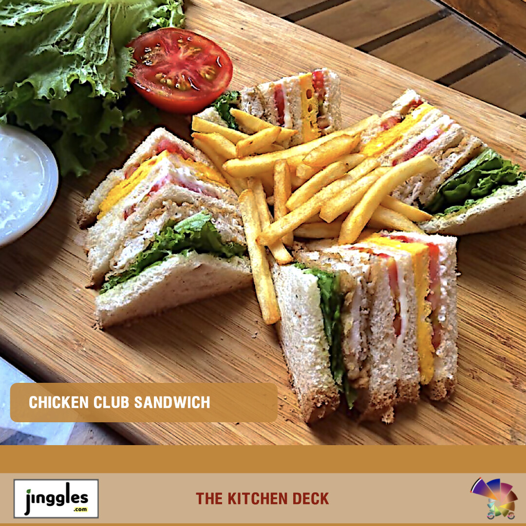 CHICKEN CLUB SANDWICHES with French Fries, Dishes: Club Sandwich