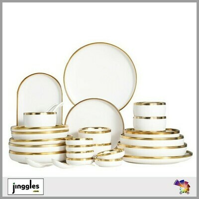 Nordic Style Ceramic Dineware. White and Gold