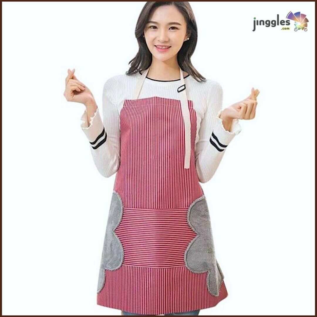 Waterproof Apron with Side Wipes and Pocket., Attractive Colors: Red Stripes