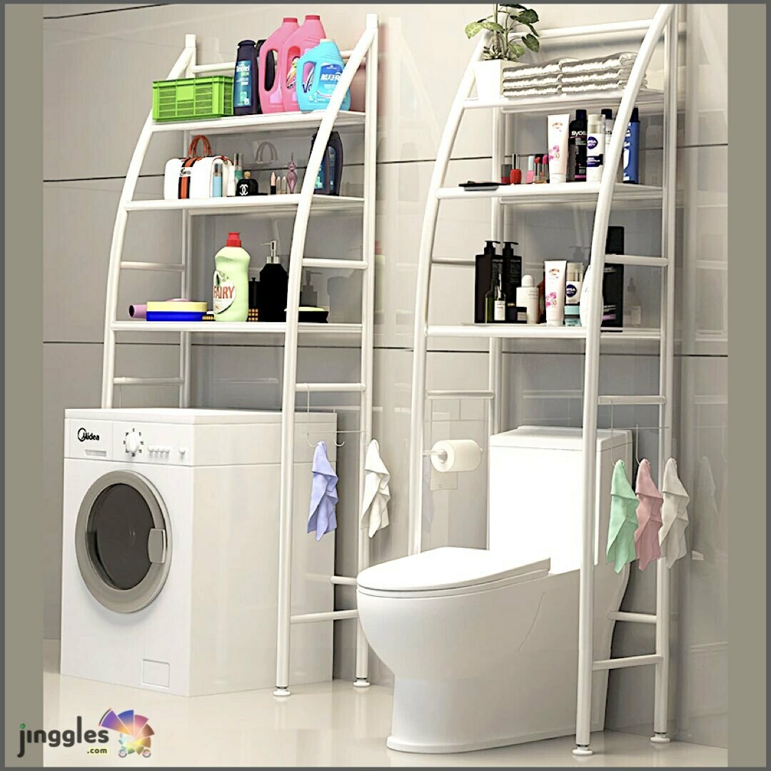Triple Deck Shelves Floor Stand Rack. White. Size: 50x166 cm