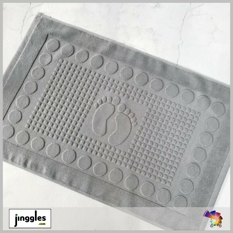 English Bathroom 100% Cotton Floor Rug . 50x80cm, Modern Colors: Grey