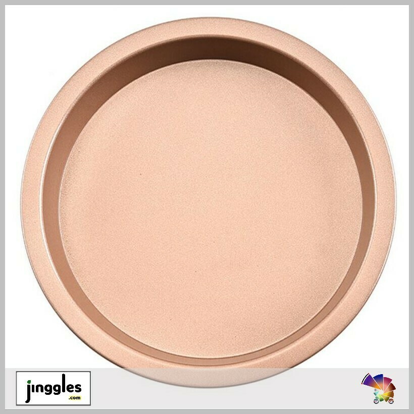 Non-Stick Carbon Steel Pizza Bake Pan Tray. Rose Gold Color, Pan Sizes:: Medium Pan (Round) : 20 x 2.5 cm