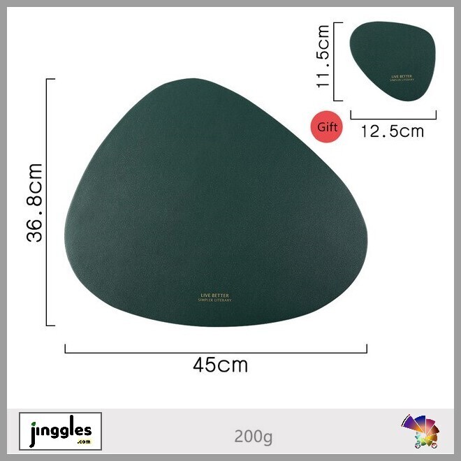 Nordic Leather Placemat. 2pcs/Set, Color: Royal Green