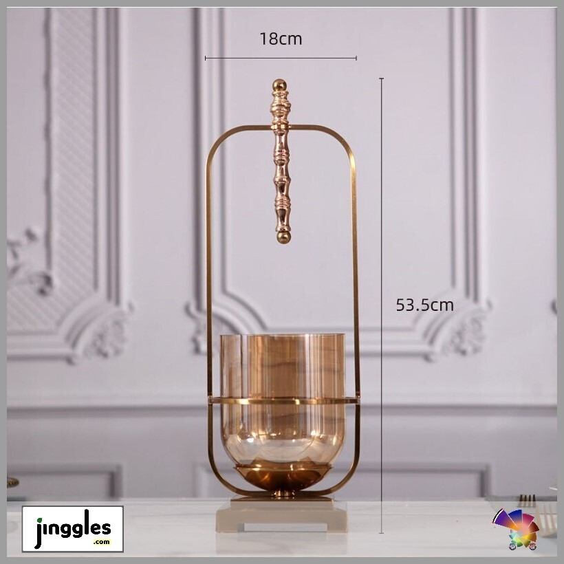 Metal and Glass Luxury Modern Desktop Vase for Flower Arrangement., Size: Small