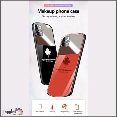Oval Tempered Glass Back Mirror Silicone iPhone Case M4.