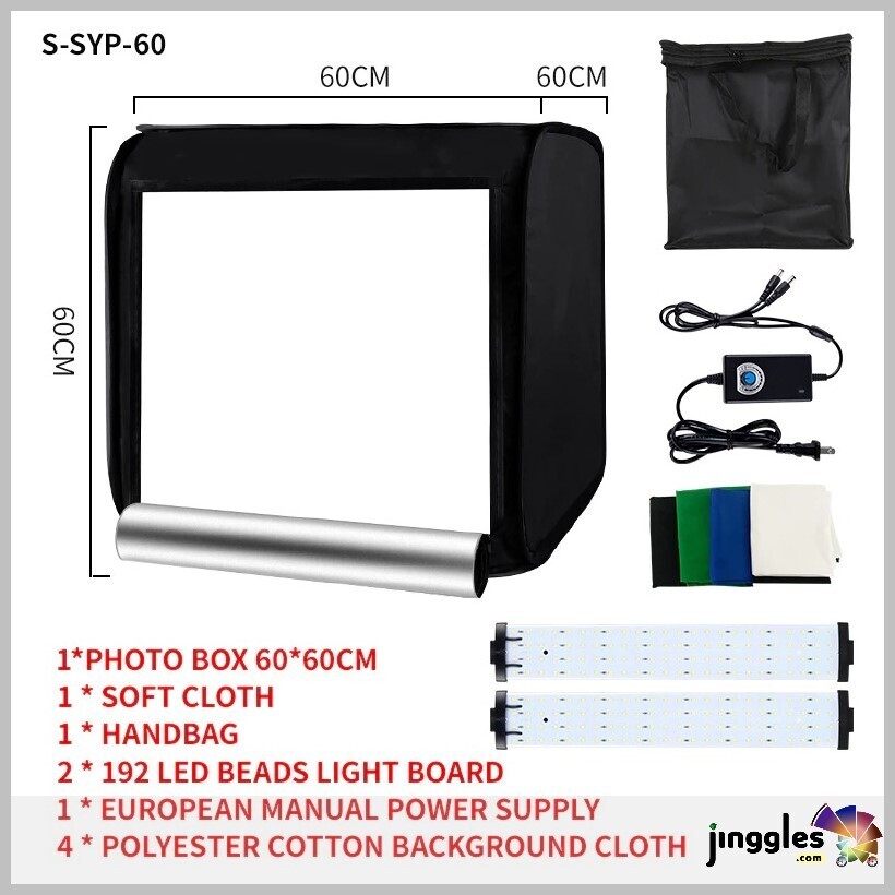Home Photo Studio Box 40cm/60cm Led Lightroom Dimming Folding Softbox