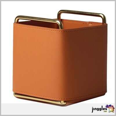 Metal Storage Leather Tray container or Organizer