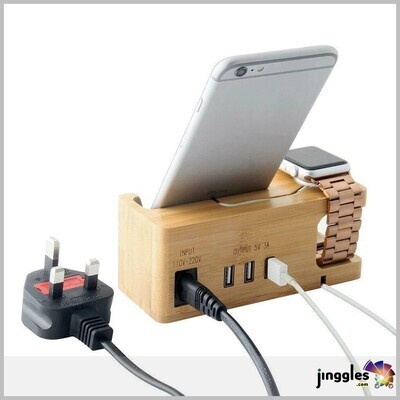Bamboo Mobile Phone &amp; Cables Holder