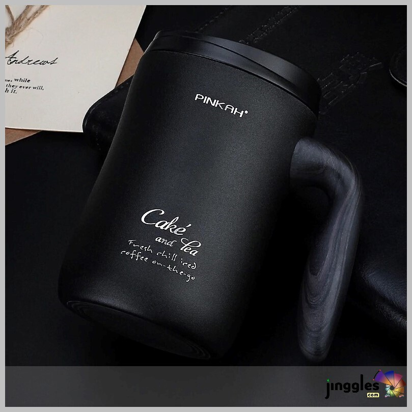 PINKAH Leakproof Vacuum Insulation Mug. 470ML., Designs &amp; Colors:: Black