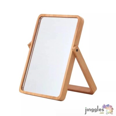 Glass  Make-up Mirror with wooden frame Nordic, vintage style