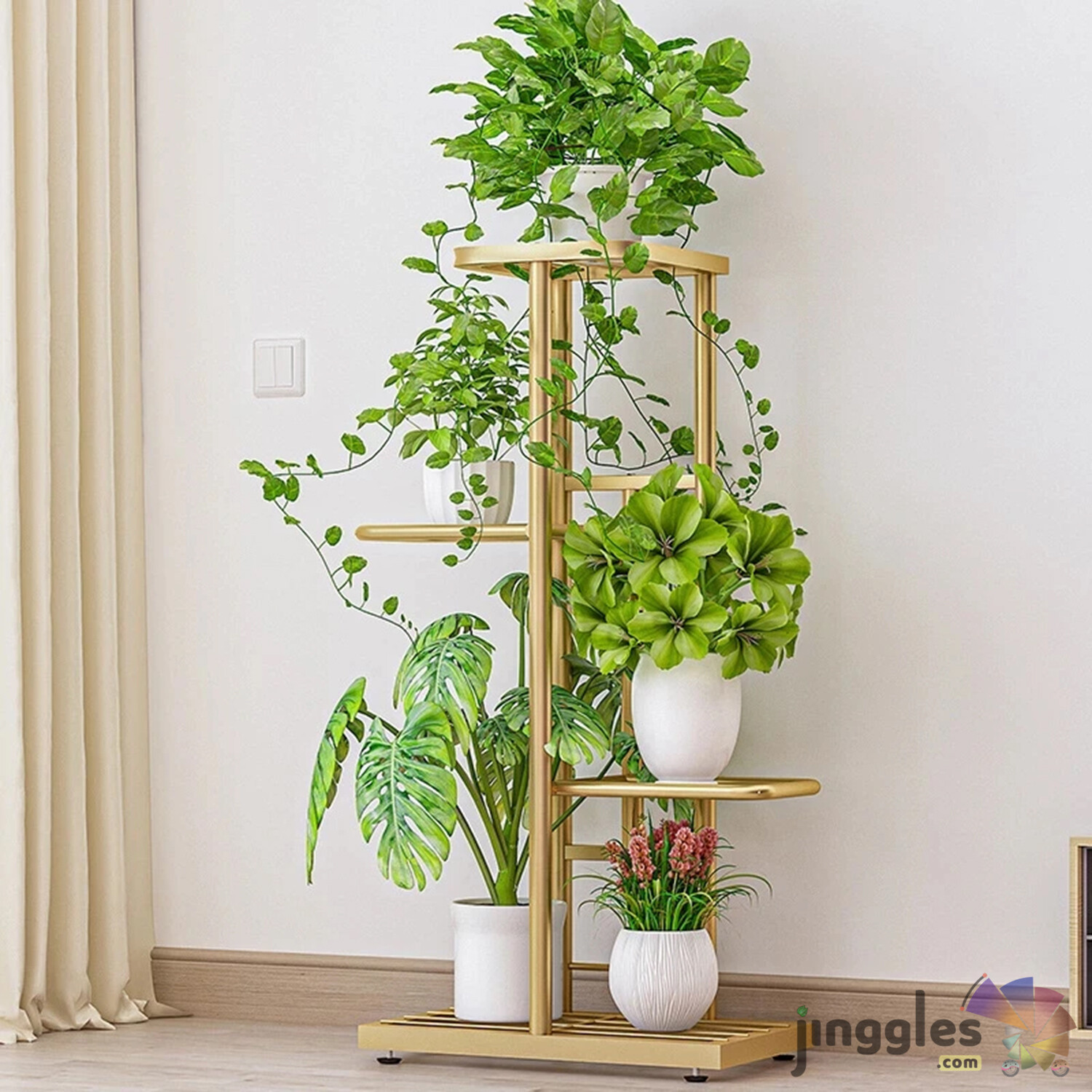 Nordic Style Multi-layer Shelf Indoor/Outdoor, Color: Gold
