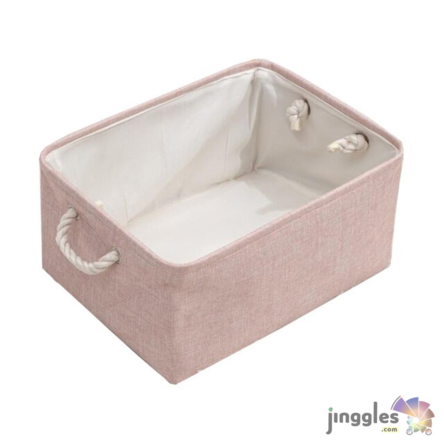 Foldable Linen Storage Basket with Handles, Colors: Light Pink