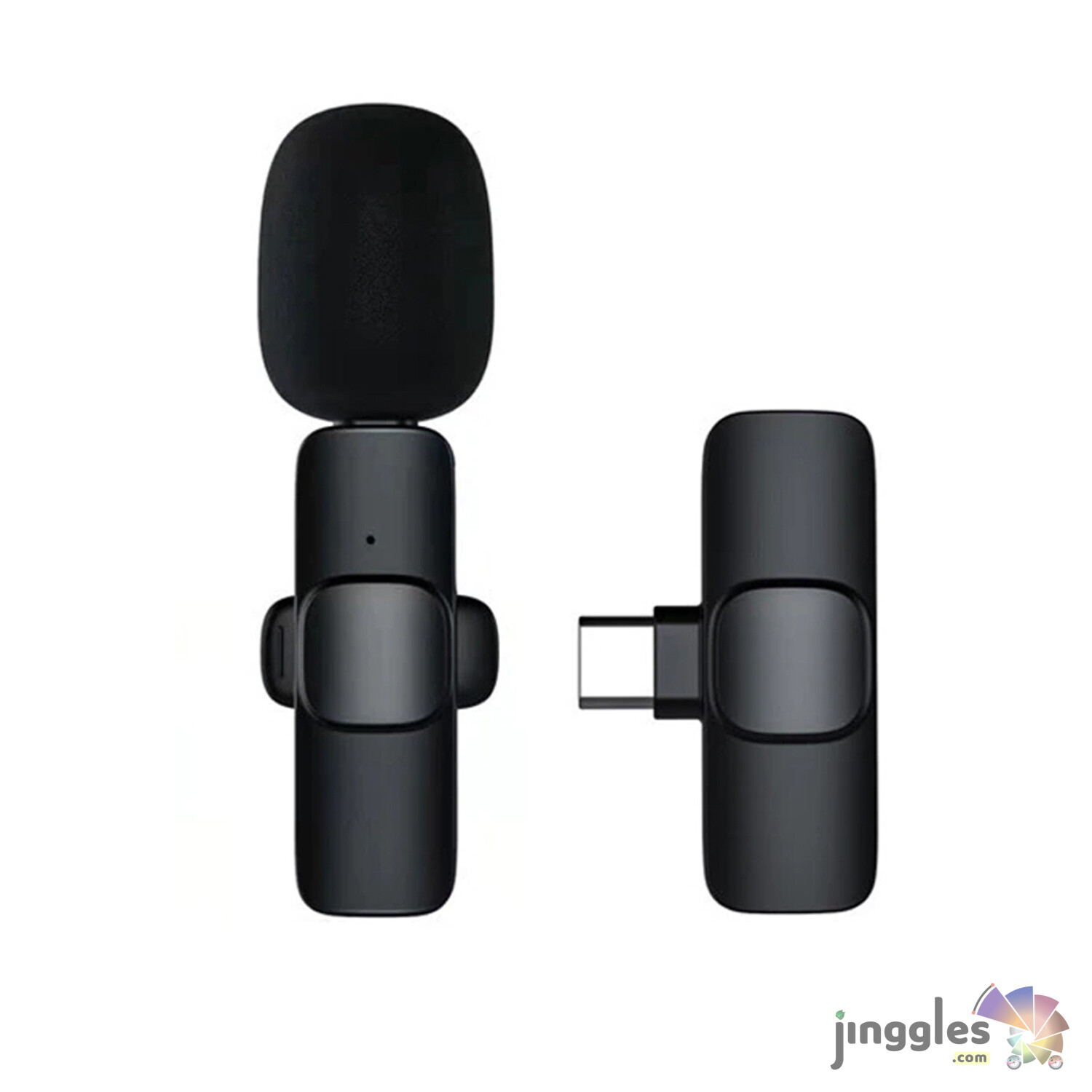 Portable Wireless Lavaliere Microphone With Audio Recording, Options: 1 Mic with USB-C + Lightening