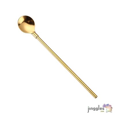 Long Handle Straw Stainless Steel Spoon
