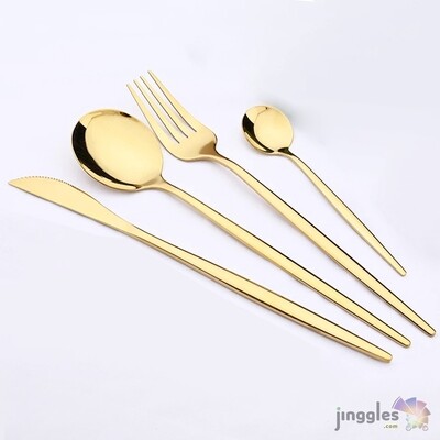 Cutlery Set. 4pcs/Set. Stainless Steel. Gold Color