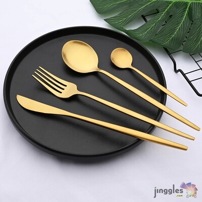 Cutlery Set. 4pcs/Set. Stainless Steel. Gold Color