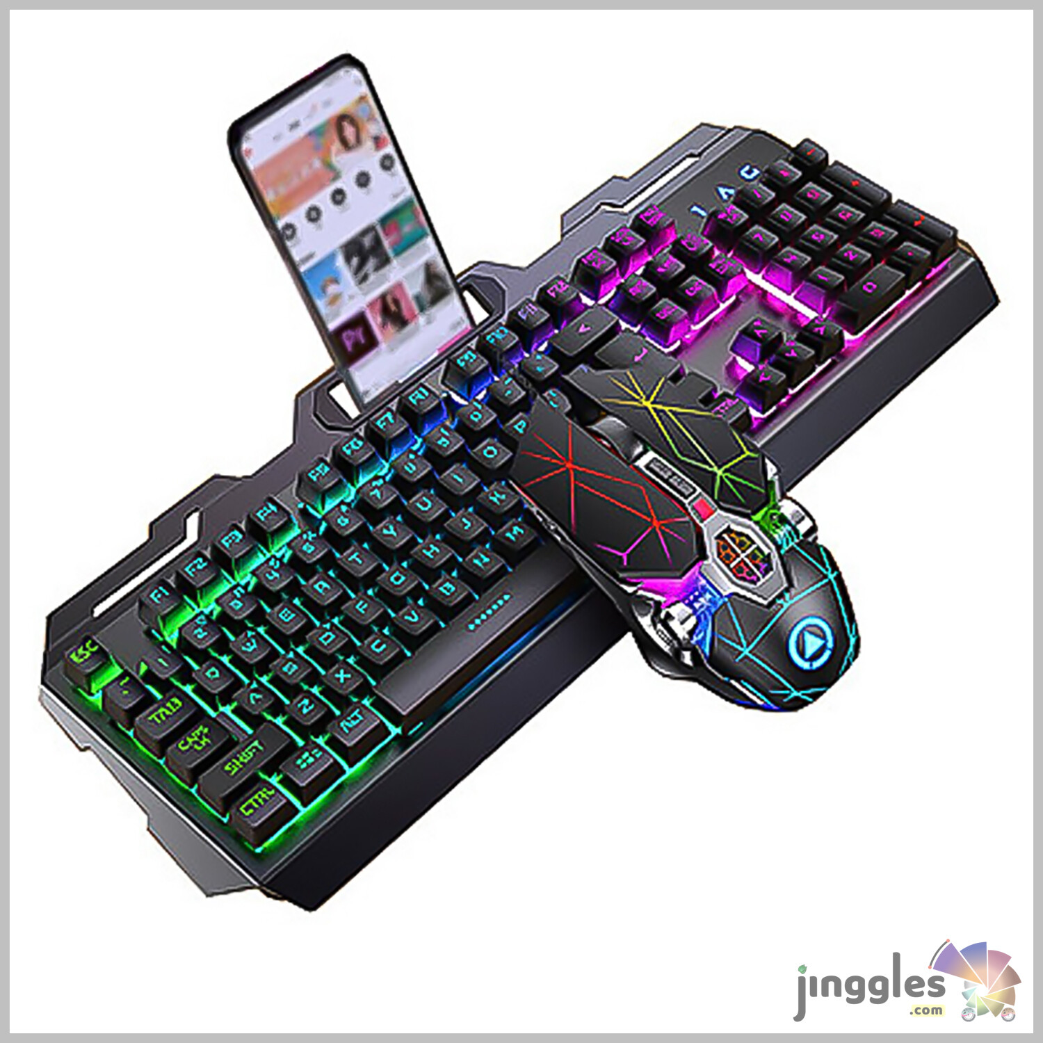 ​Gaming Keyboard, Mouse Mechanical Feeling RGB LED Backlit  (Black &amp;  RAINBOW LIGHT)