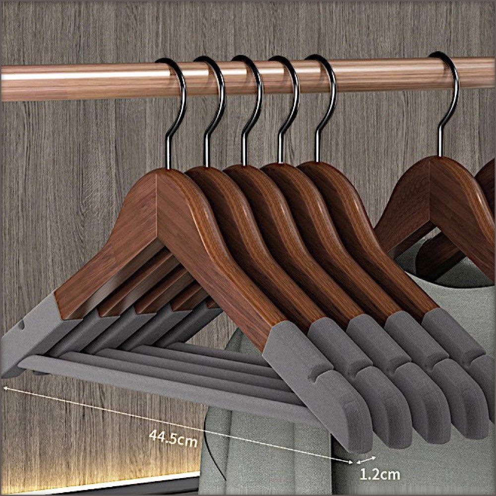 Non-Slip Padded Solid Wood Rotating Cloth Hanger. Walnut