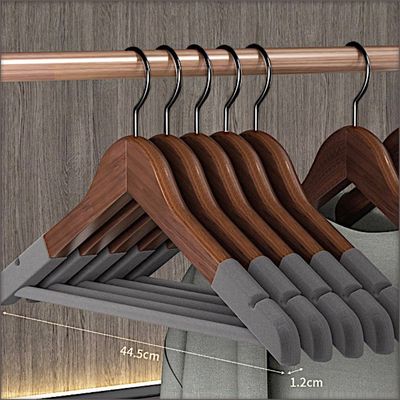 Non-Slip Padded Solid Wood Rotating Cloth Hanger. Walnut