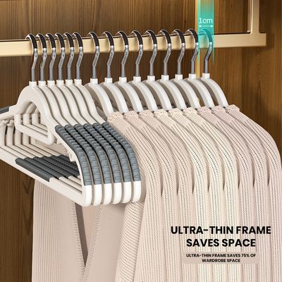 Double Cloth ​Non-slip Thickened Plastic Hanger. 5pcs/Lot. White/Grey​