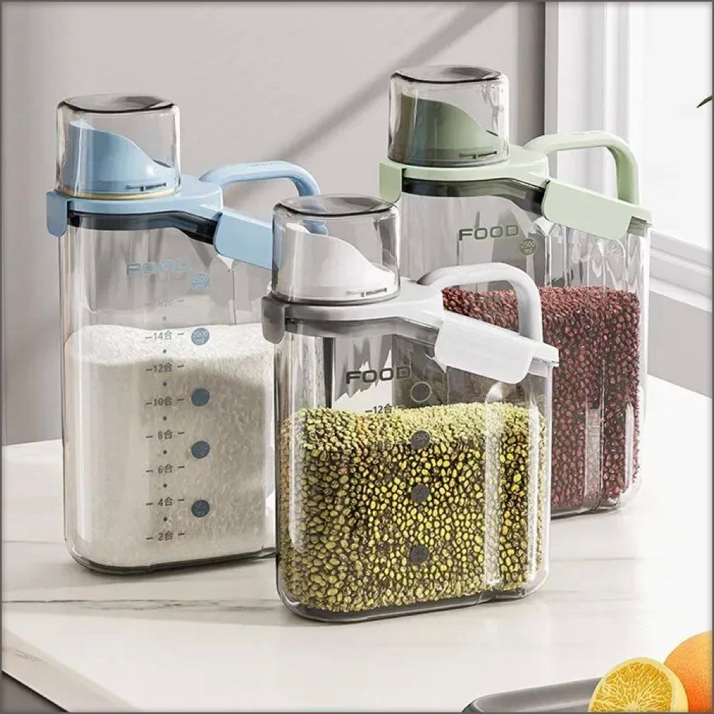 Foods Dispenser Sealed Storage Bucket with Handle. 1600ml &amp; 2000ml