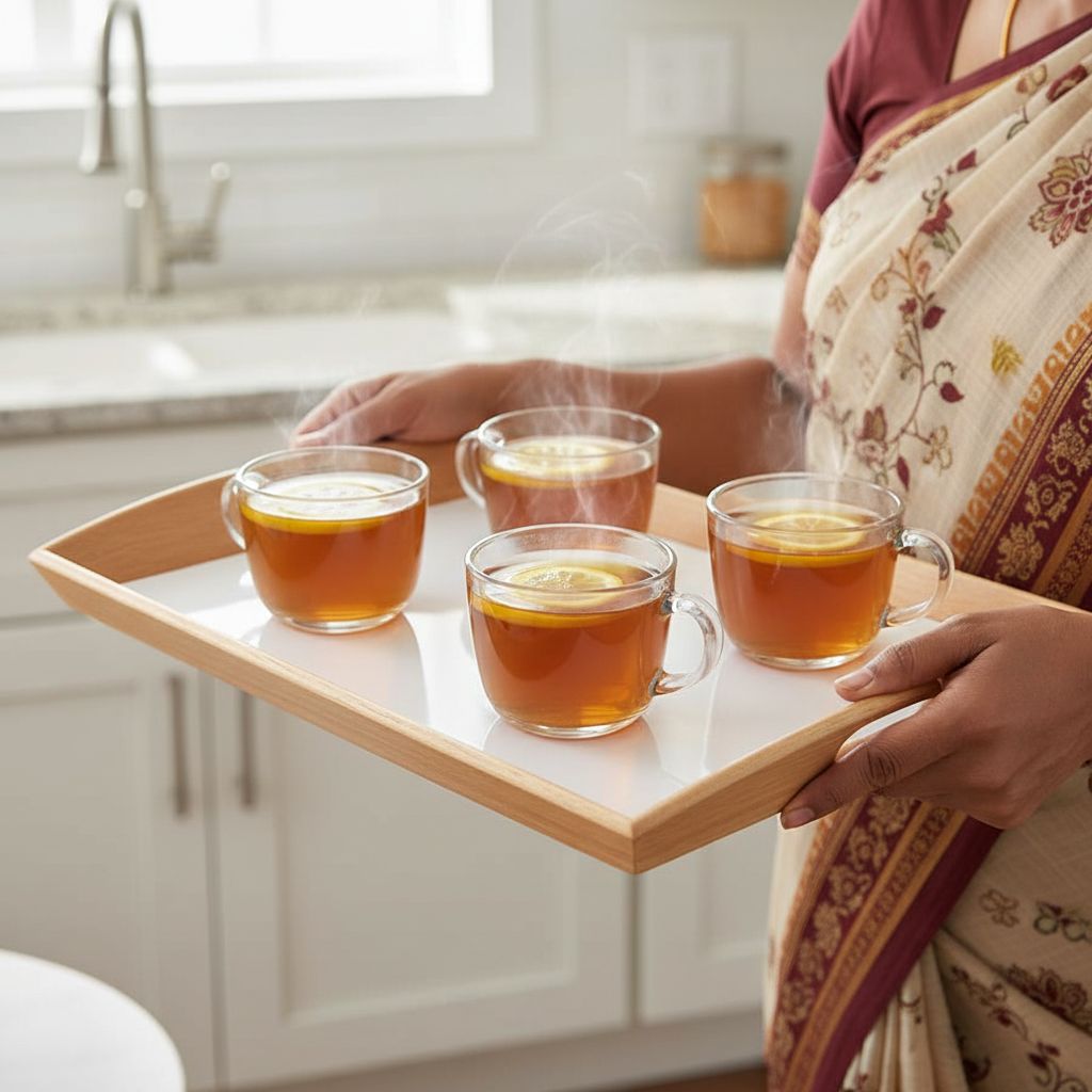Solid Wood Tray with Fibre Board Base. Size: 59x39cm