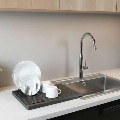 Dish Drainer Tray. Double-Sided. Black. 40x31cm