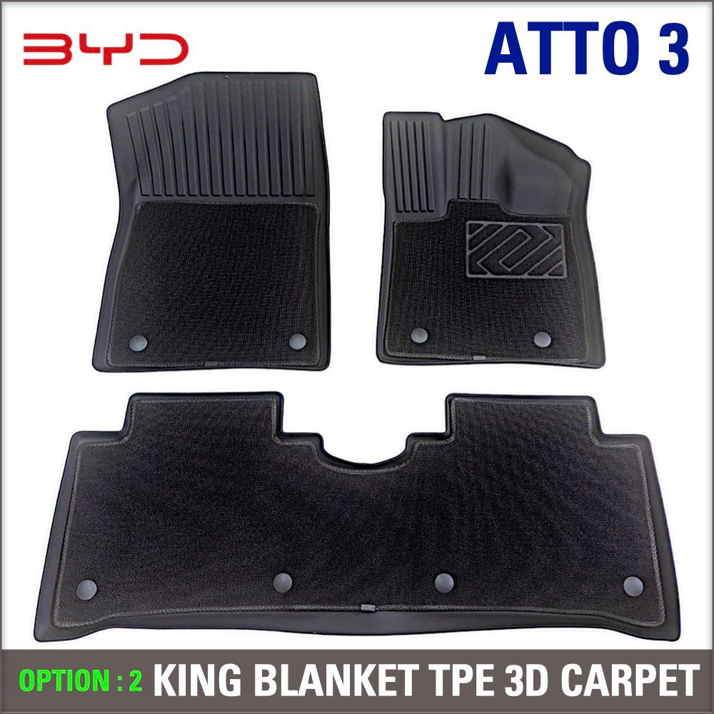 BYD ATTO 3 Floor Carpets. 3xDesigns + Trunk Liner