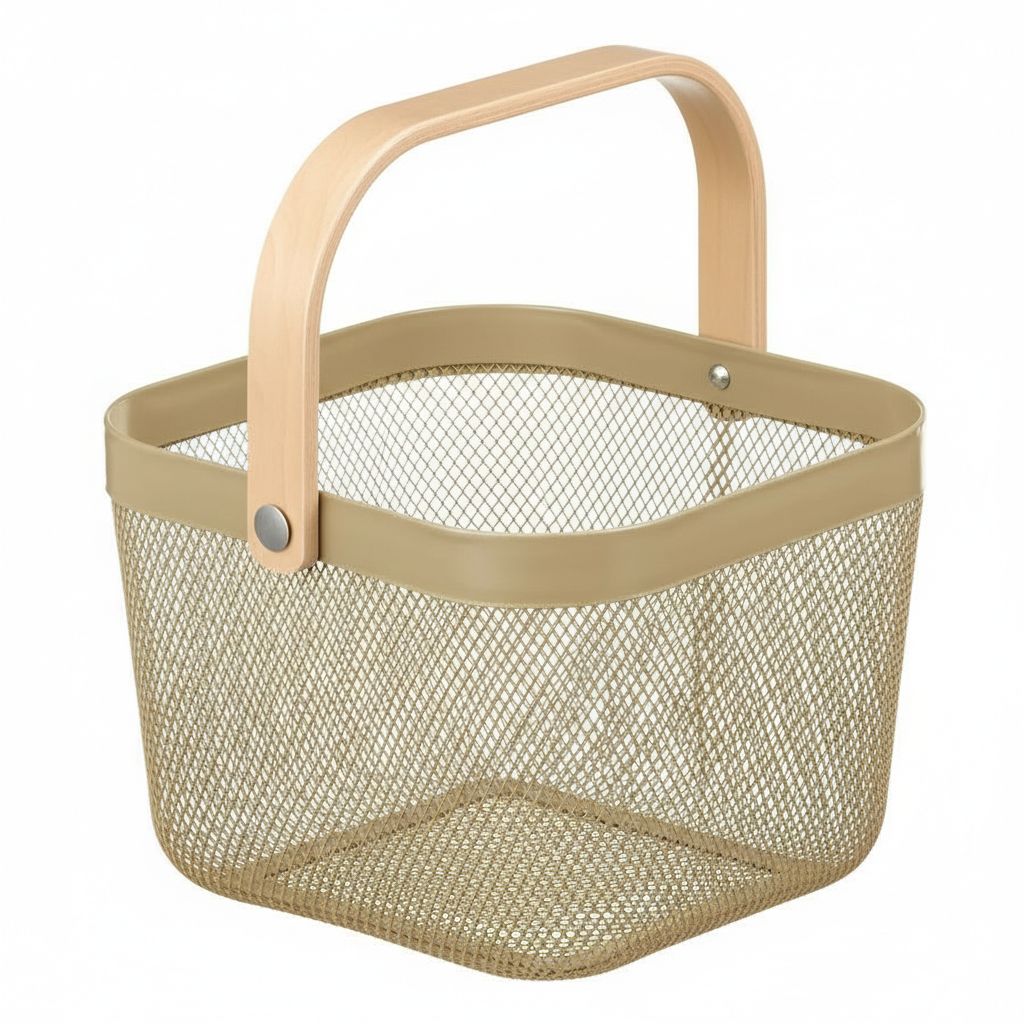 Basket with Bamboo Handle. 25x26x18 cm