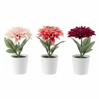 Artificial Carnation 3xColors Flowers Potted Plants. 3xPlants/Pack